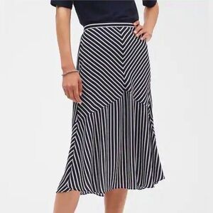 NWT Banana Republic stripe print flare midi skirt size 2